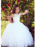 Beaded Ivory Lace Tulle Corset Back Flower Girl Dress